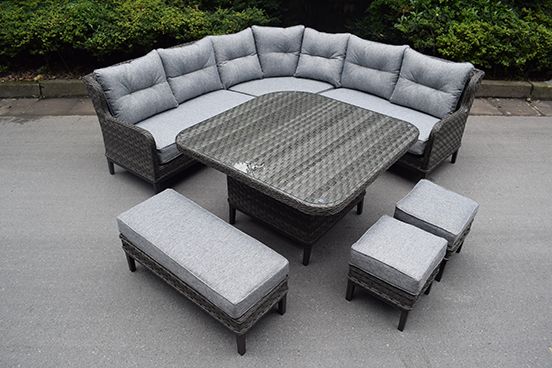 AMALFI CORNER CASUAL DINING SET - DARK GREY