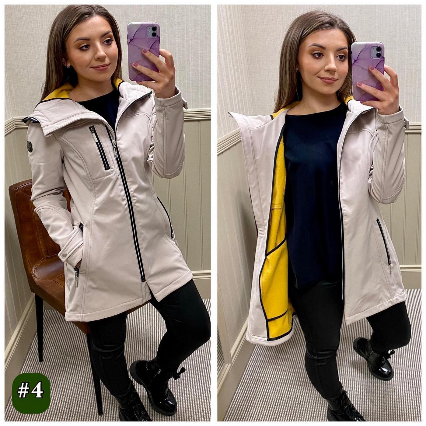 Fransa Soft Coat in Sand with Yellow Fleece Lining £120.00